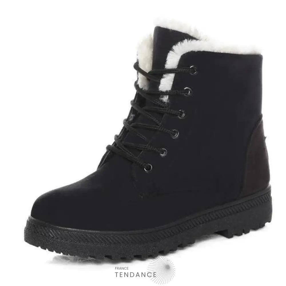 Bottines Unies à Fourrure | France-Tendance