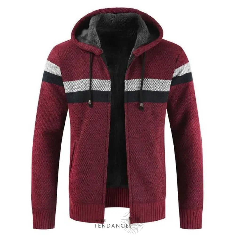 Cardigan Rayé à Capuche | France-Tendance