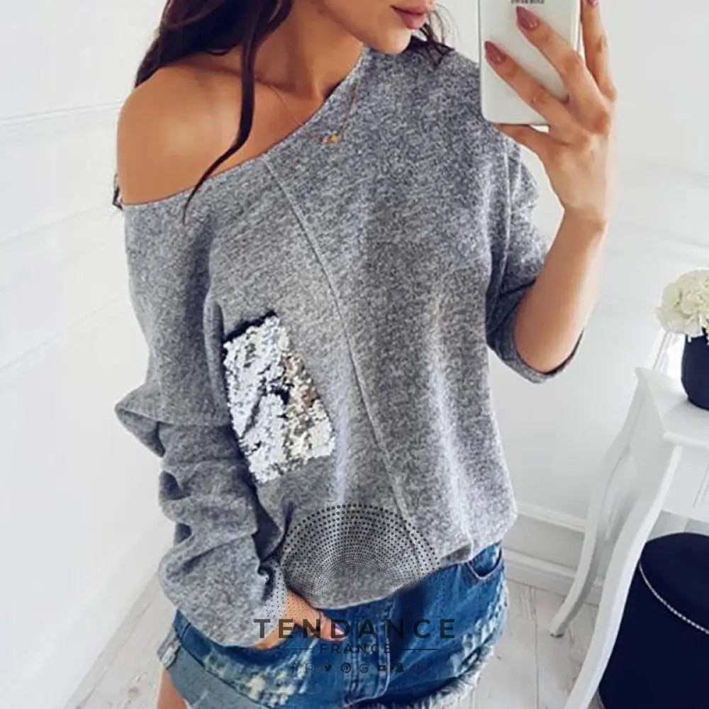 Pull Une épaule Gris | France-Tendance