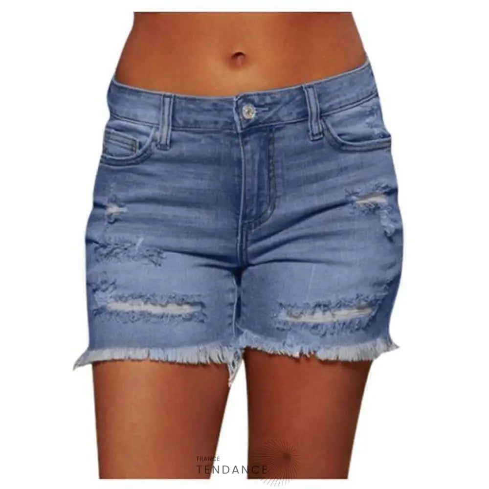 Short Denim à Ourlets Effilochés | France-Tendance