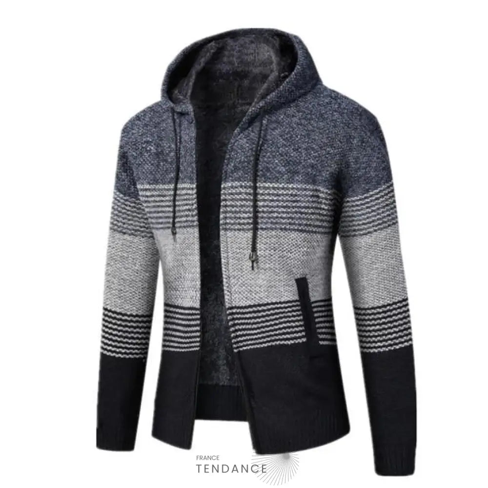 Cardigan Rayé à Capuche | France-Tendance