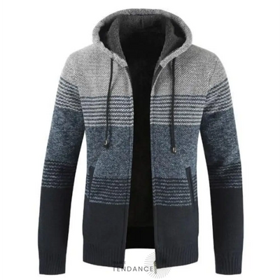 Cardigan Rayé à Capuche | France-Tendance