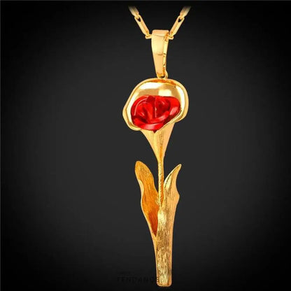 Collier Avec Une Rose Rouge | France-Tendance