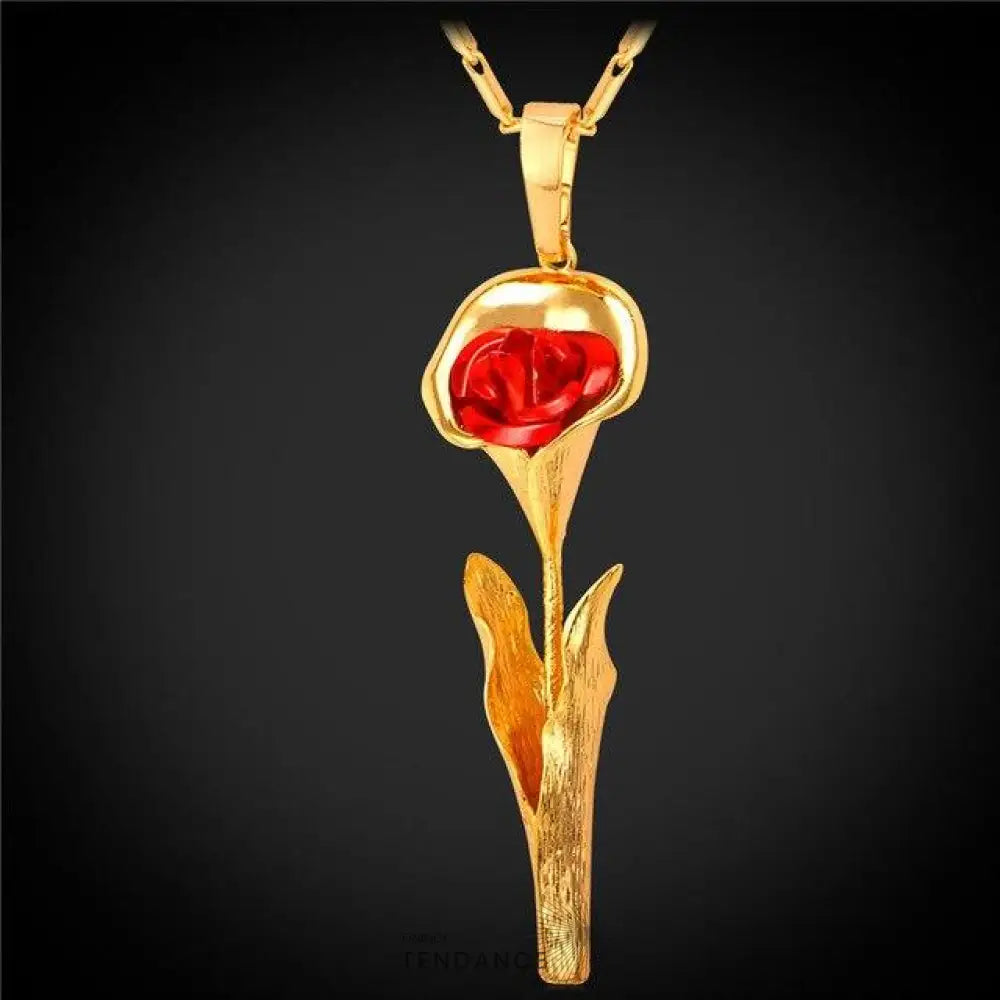 Collier Avec Une Rose Rouge | France-Tendance