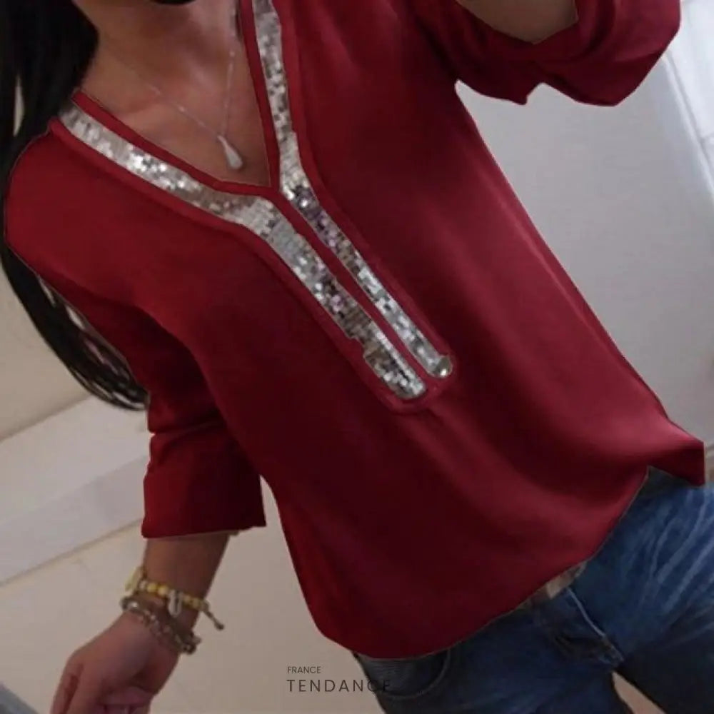 Haut Col En Sequins | France-Tendance