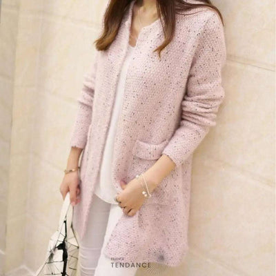 Long Cardigan à Encolure Dégagée | France-Tendance