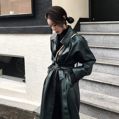 Manteau Long Leather | France-Tendance