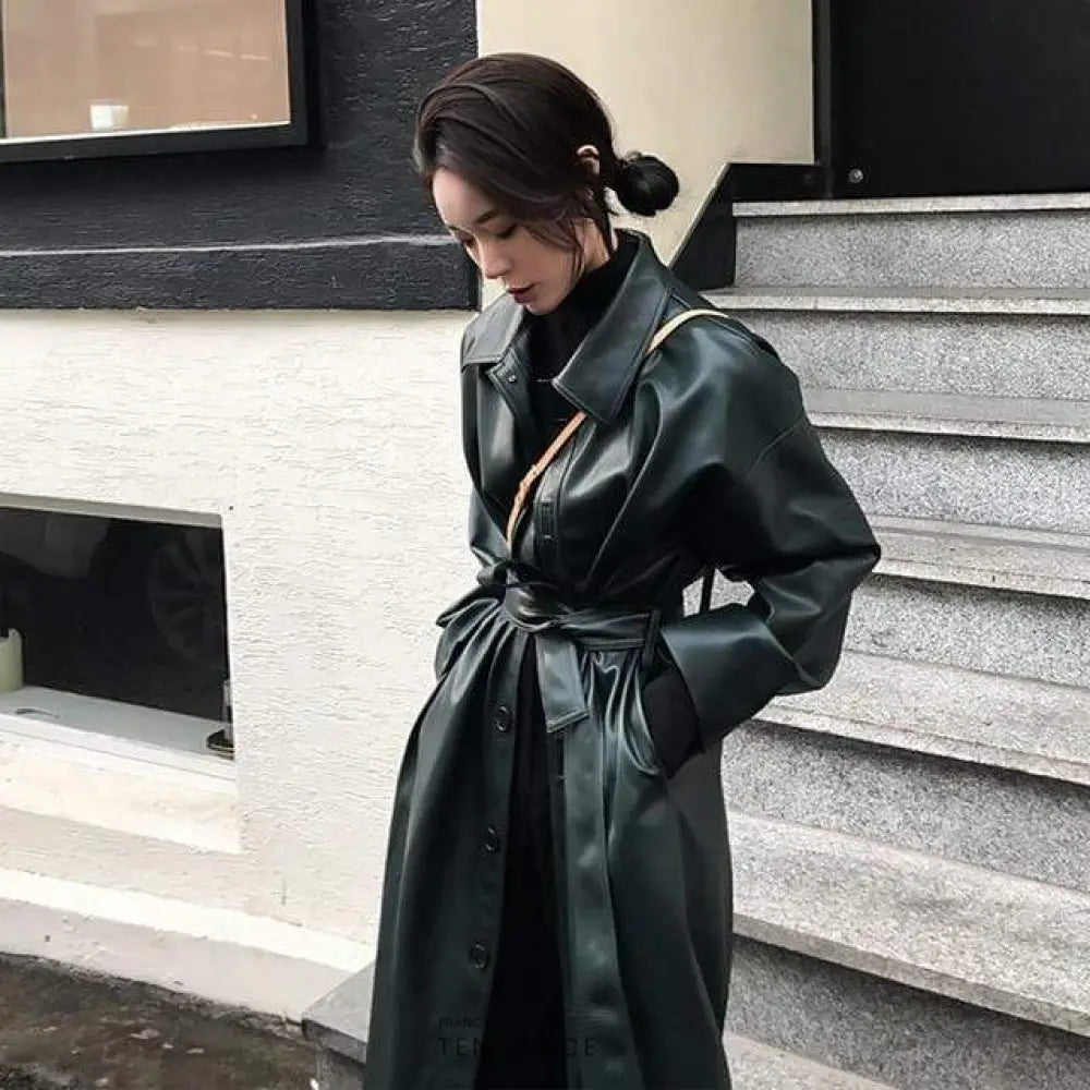 Manteau Long Leather | France-Tendance