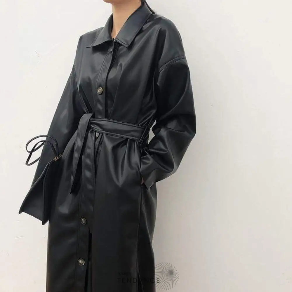 Manteau Long Leather | France-Tendance