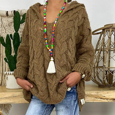 Pull à Capuche Uni Tricoté | France-Tendance