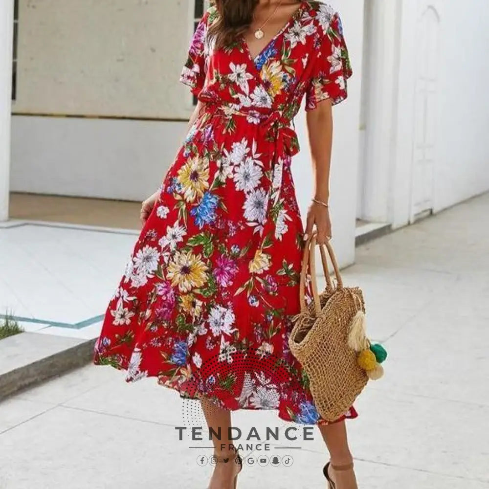 Robe Boho Florale Nouée | France-Tendance