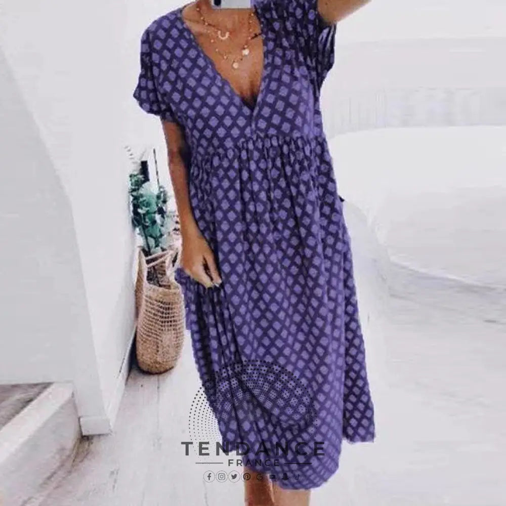 Robe Imprimée Col v | France-Tendance