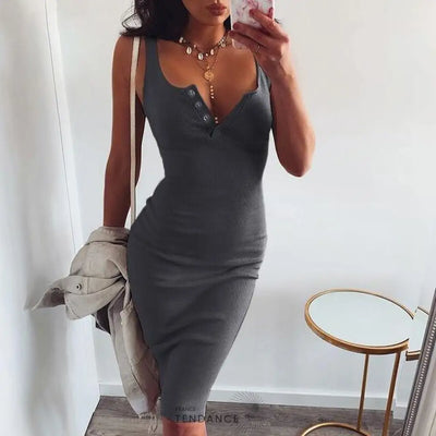 Robe Moulante à Boutons | France-Tendance