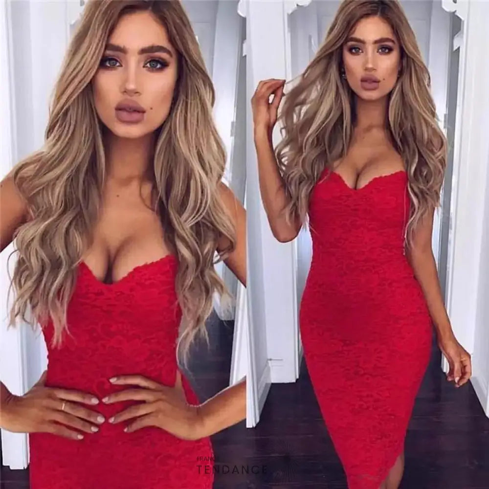 Robe De Soirée Moulante En Dentelle | France-Tendance